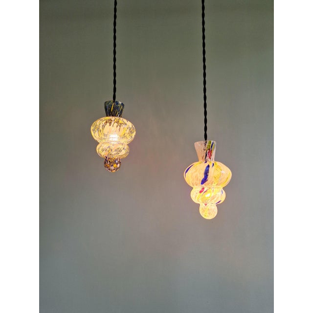 Vintage Blown Glass Pendant Lights, 1950s, Set of 2 For Sale - Image 6 of 18