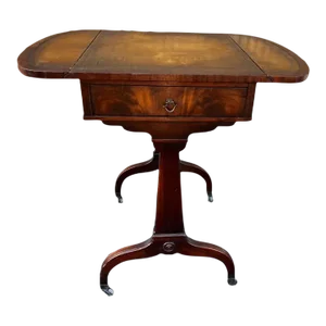 Early 20th Century Regency Style Leather Top Mahogany Lamp Side Table
