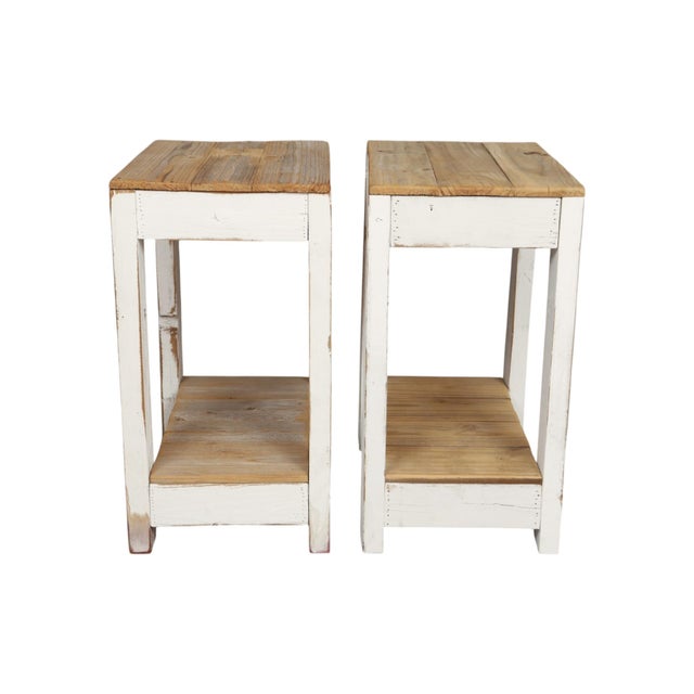Farmhouse Custom Farmhouse Side Tables, a Pair For Sale - Image 3 of 9