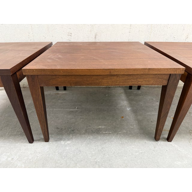 Brown Mid-Century Modern Danish Teak Stools/ Low Tables - Set of Three (3) For Sale - Image 8 of 11