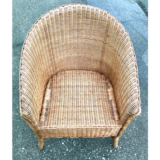 Vintage Palecek Bistro Braided Wicker Barrel Chair Chairish