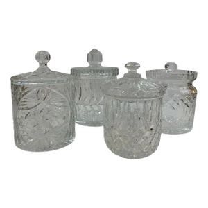 Crystal Lidded Canisters /Jars Group of 4