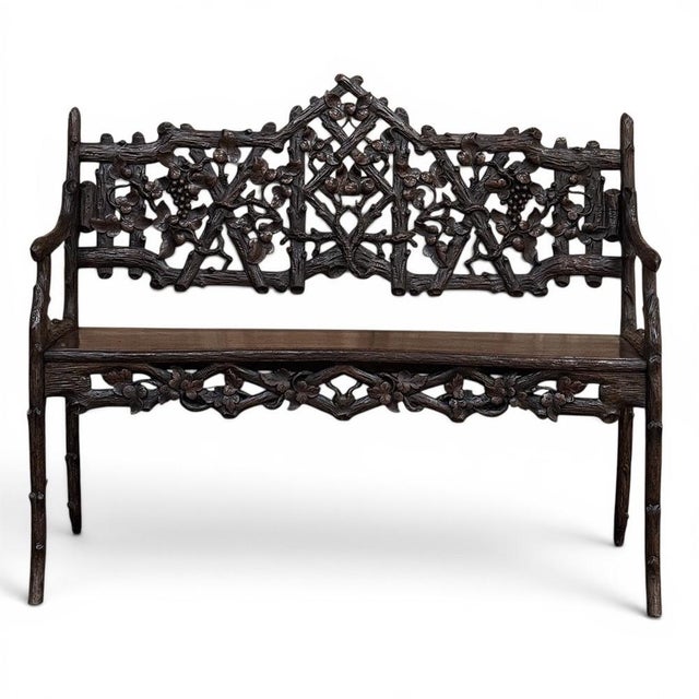 French 19th Century French Black Forest Carved Oak Hall Bench For Sale - Image 3 of 18