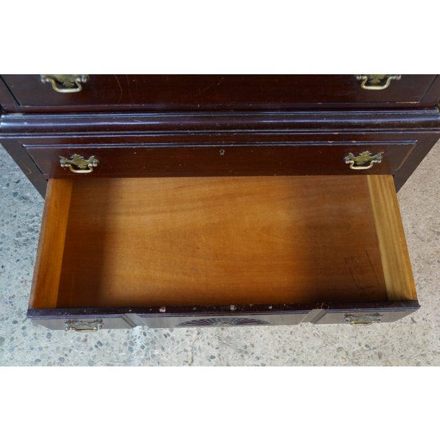 Mid Century Kaplan Furniture Mahogany Queen Anne Highboy Chest on Chest Dresser For Sale - Image 12 of 18