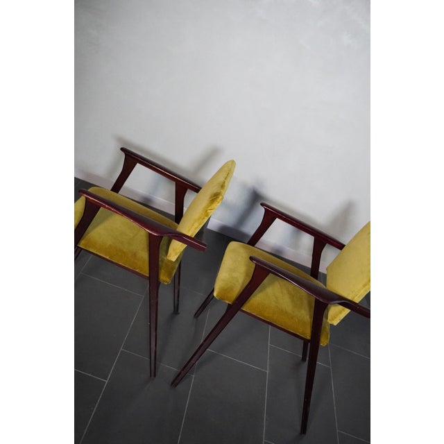 Luisa-Style Armchairs in Oil-Coloured Velvet by Franco Albini, 1950s, Set of 2 For Sale - Image 9 of 17