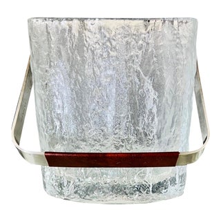 Mid-Century Modern Ice Bucket With Textured Ice Glass, Japan, Circa 1960s For Sale