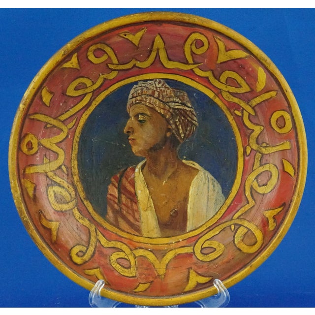 Terracotta Plate with Arabic Painting attributed to Goldscheider, Austria, Early 1900s For Sale - Image 16 of 16