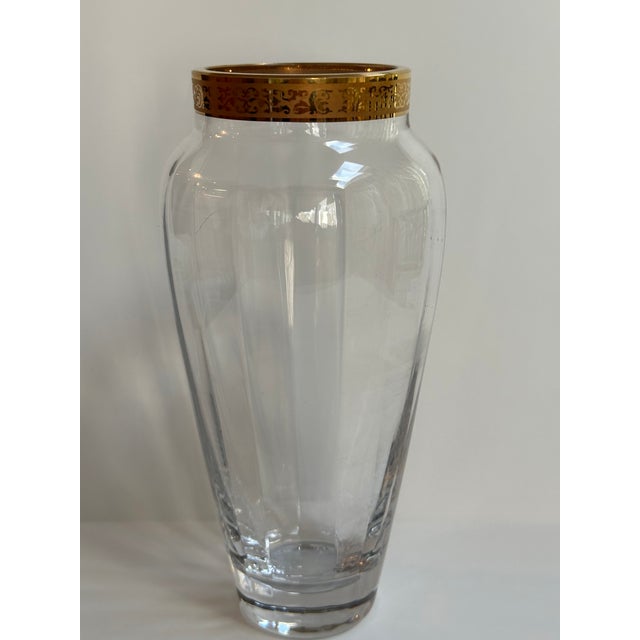 Vintage 1970s Lenox "Autumn" Collection 10" High Crystal Vase Handblown With 24k Gold Encrusted Band For Sale In New York - Image 6 of 12