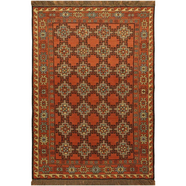 Burnt Orange 1970s Southwestern Soumakh Rust/Rust Wool Rug - 3'1 X 5'0 For Sale - Image 8 of 8