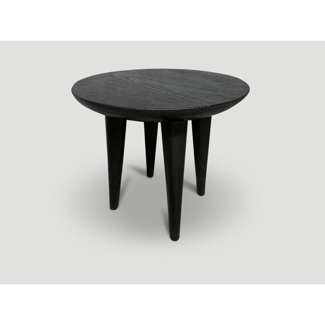 Andrianna Shamaris Minimalist Charred Round Side Table For Sale In New York - Image 6 of 18