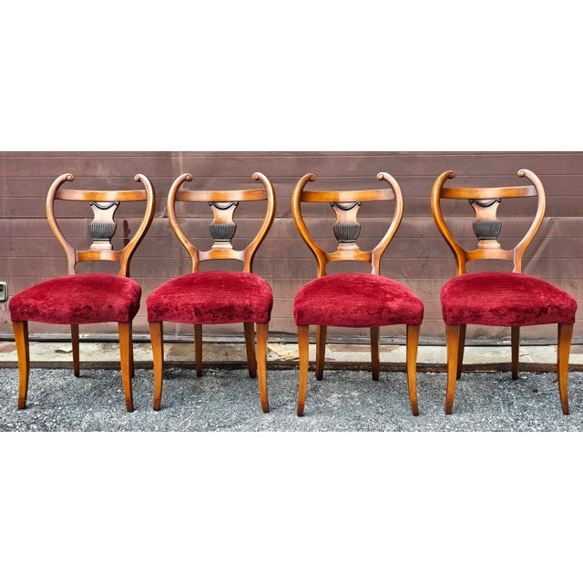Mid 19th Century Set of Six Austrian Biedermeier Side Chairs With Lyre Shaped Backs, Circa 1850s For Sale - Image 5 of 15