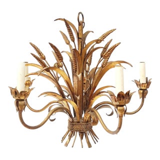 Gilt Sheaf of Wheat Chandelier For Sale