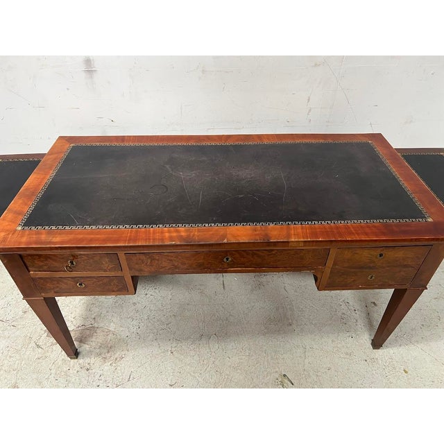 Louis XVI Style Flat Desk in Mahogany and Veneer, 19th Century For Sale - Image 12 of 15