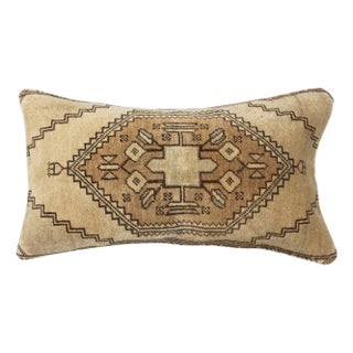16"x28" Vintage Handmade Turkish Wool Rug Cushion Cover. Lumbar Pillow Cover For Sale