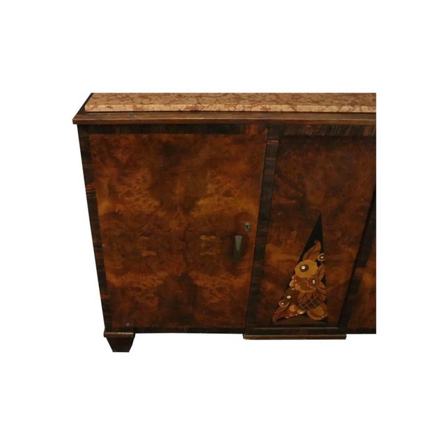 Burnt Umber 1930’s Art Deco Sideboard Credenza With Inlay For Sale - Image 8 of 10