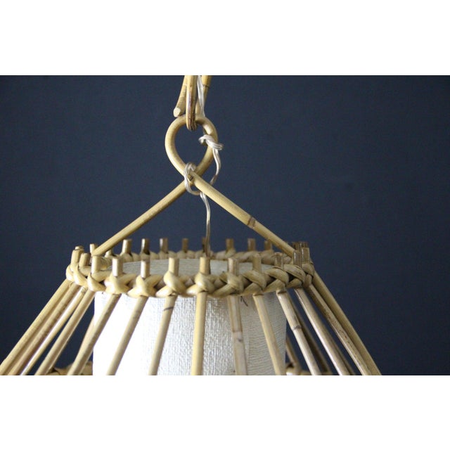 Hand-Woven Wicker Rattan Lantern in the style of Louis Sognot, 1950s For Sale - Image 11 of 14