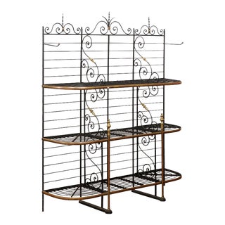 Antique French Wrought Iron & Brass Baker's Rack, C1900 For Sale