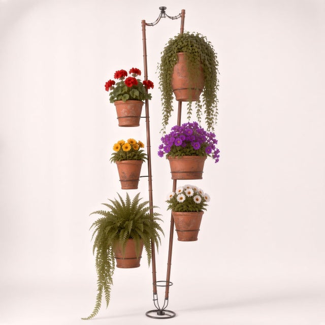Vintage Bamboo and Metal Floor-Standing Plant Holder from Vivai Del Sud, 1960s, in Very Good conditions. Designed 1960 to...