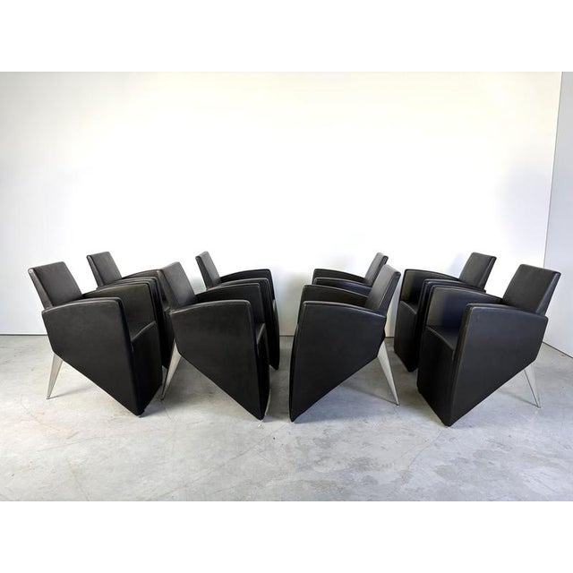 Metal J. Lang Armchairs by Philippe Starck for Aleph, 1980s, Set of 8 For Sale - Image 7 of 17