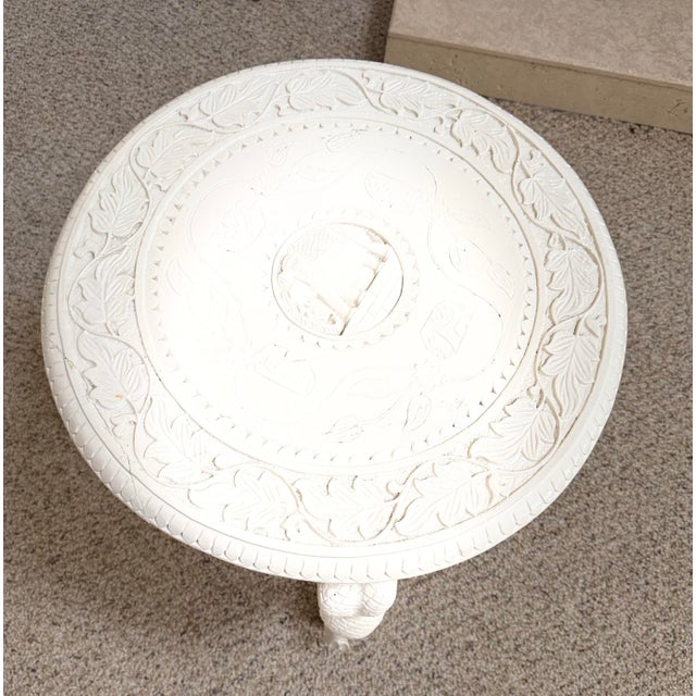 Mid 20th Century Solid Wood Anglo-Indian Style Carved Elephant Table For Sale - Image 10 of 11