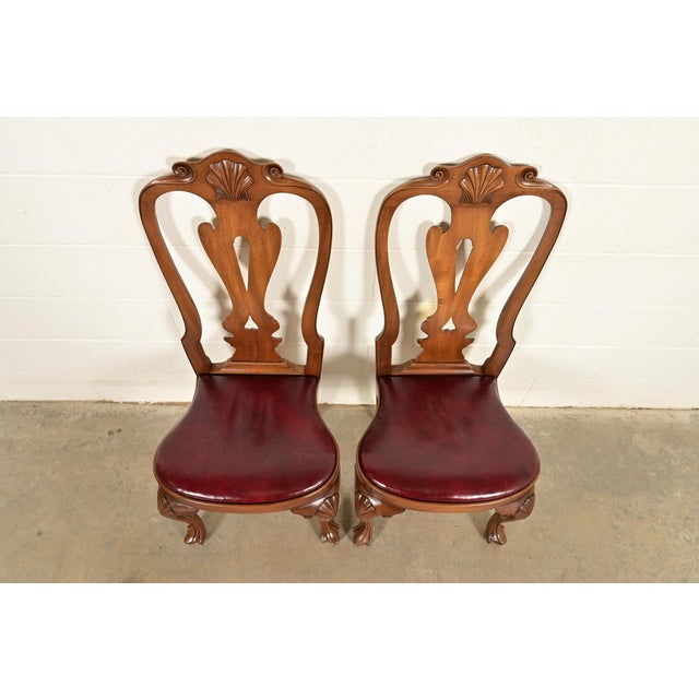 Kittinger Georgian Carved Mahogany Side Chairs or Dining Chairs, Pair For Sale In South Bend - Image 6 of 16