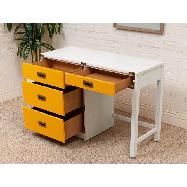 Mid 20th Century Campaign Mustard Desk For Sale - Image 9 of 10
