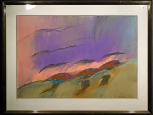 1990s Mark Dickson Untitled Mix Media, Pastel and Watercolor Abstract Hand Signed Art