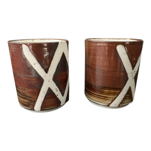 Vintage 1970s Japanese Stoneware Mug Set of 2