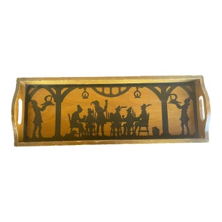 Mid Century Art Dec C. Pilliod Medieval Silhouette Maxfield Parrish Style Art Tray For Sale