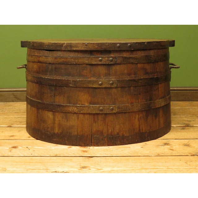 Coopered Pig Salting Barrel with Lid For Sale - Image 13 of 18