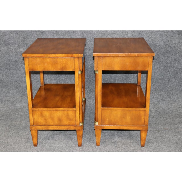 1960s 1960's Pair French Empire Style 2 Drawer Brass Mount Nightstands For Sale - Image 5 of 15