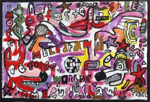 "Just a Game" Contemporary Original Abstract Mixed-Media Painting by Jonas Fisch
