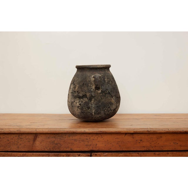 Folk Art Vintage Small Black Olive Pot For Sale - Image 3 of 11