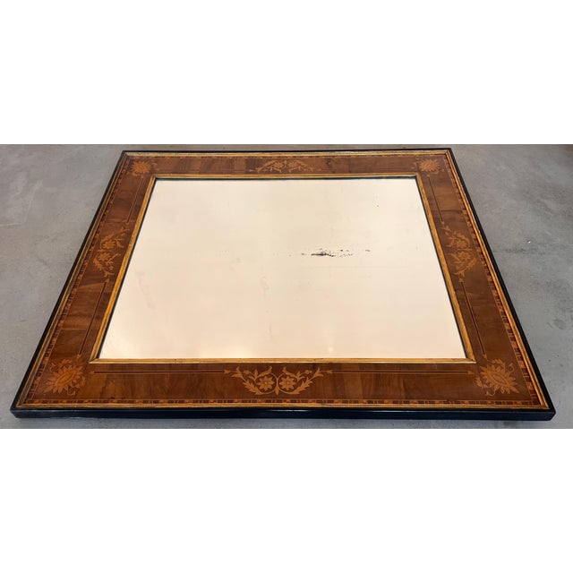 19th Antique Marquetry Inlaid Mahogany Mirror For Sale - Image 11 of 18