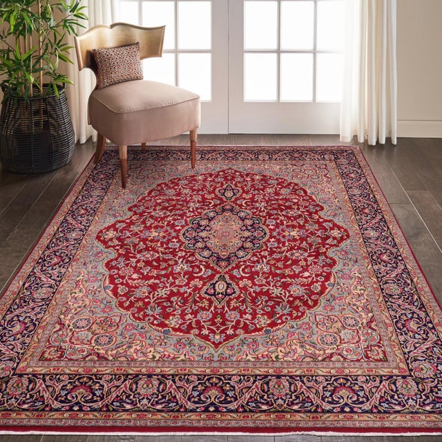 Red 1960s Hand-Knotted Wool Area Rug - Vibrant Red, Blue, and Ivory Medallion For Sale - Image 8 of 8