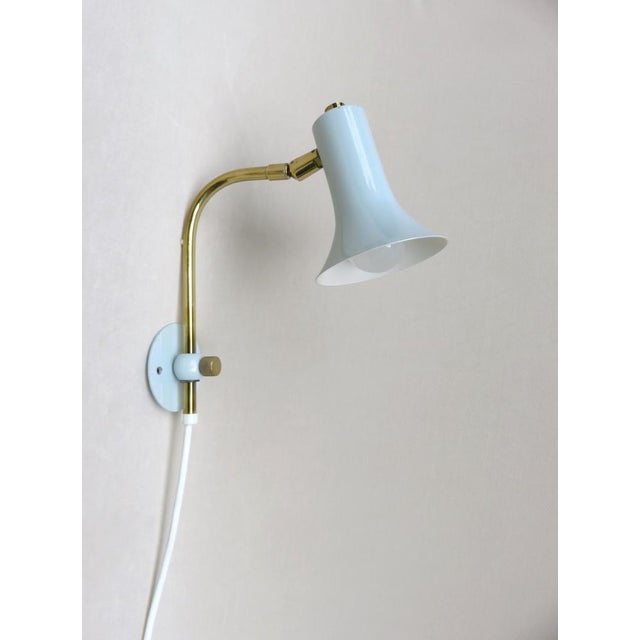 Blue Brass & Light Blue Wall Lights, 1950s, Set of 2 For Sale - Image 8 of 18