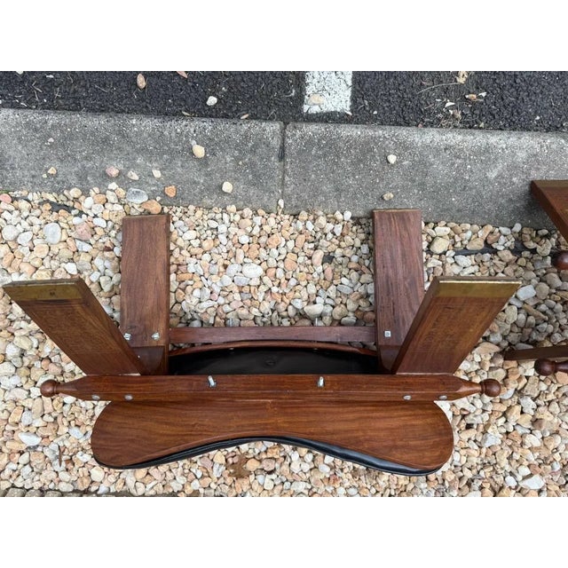Pair of Vintage Vinyl Seat Brass Inlaid Camel Saddle Stools For Sale - Image 10 of 12