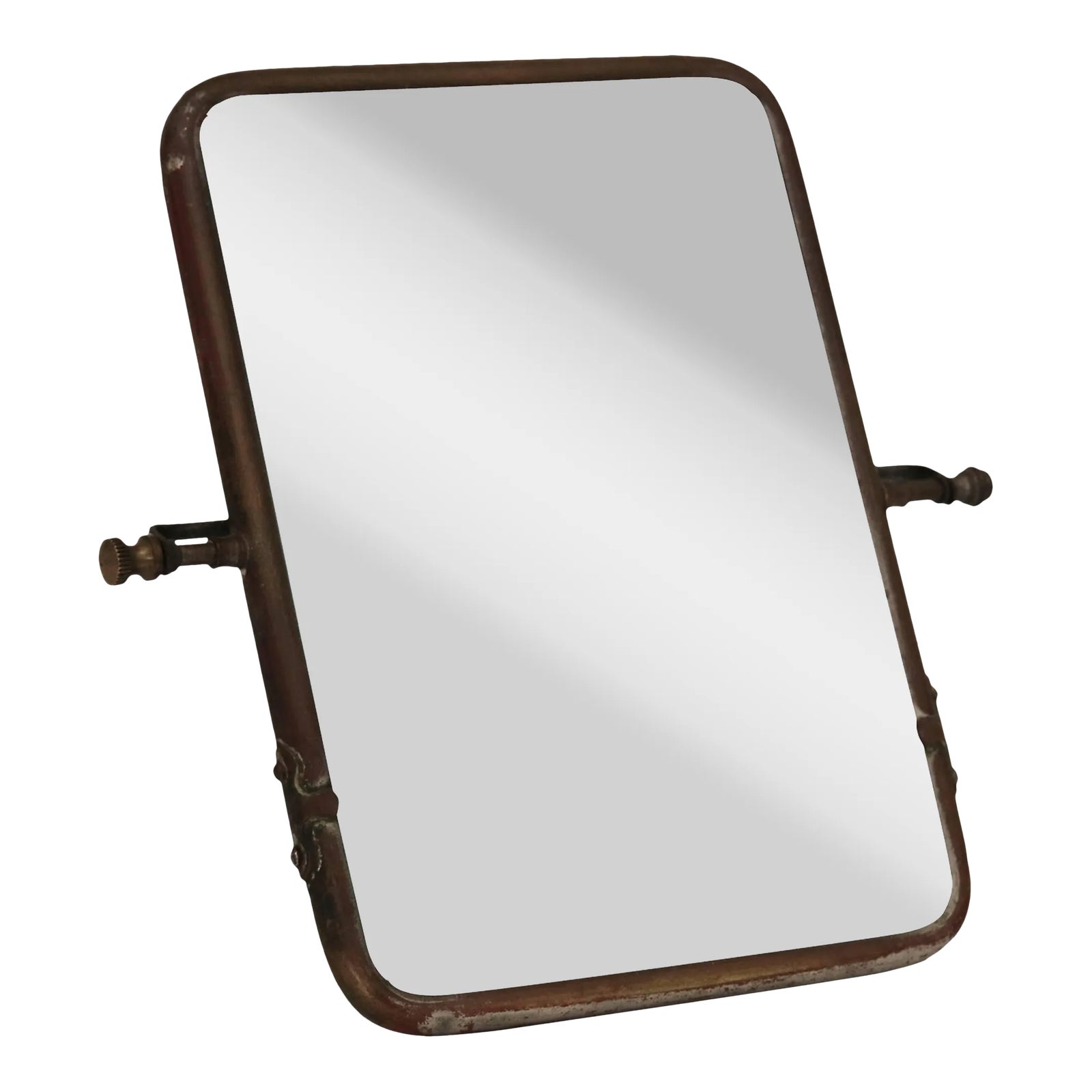 Oval wall mirror with bronze frame