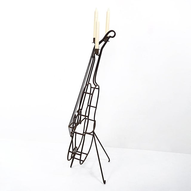 Large Mid-Century Modern Wire Steel Candleholder For Sale - Image 4 of 14