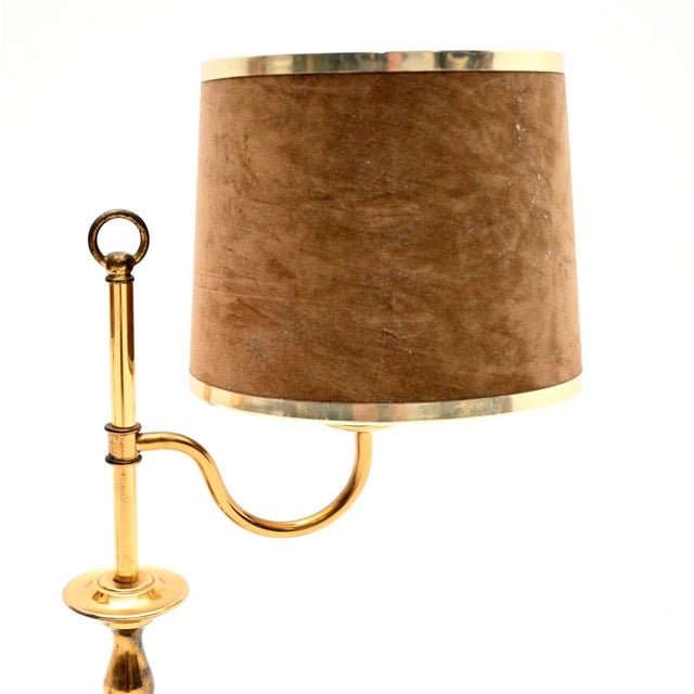 1970s Vintage Brass Table Lamps with Velvet Shades, 1970, Set of 2 For Sale - Image 5 of 8