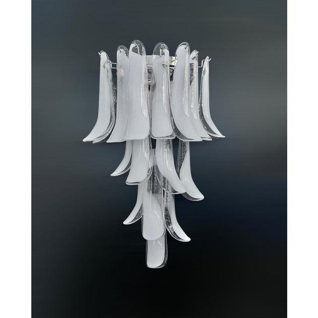 Vintage Italian Lattimo Murano Glass Petals Wall Lights, 1990, Set of 2 For Sale - Image 10 of 16
