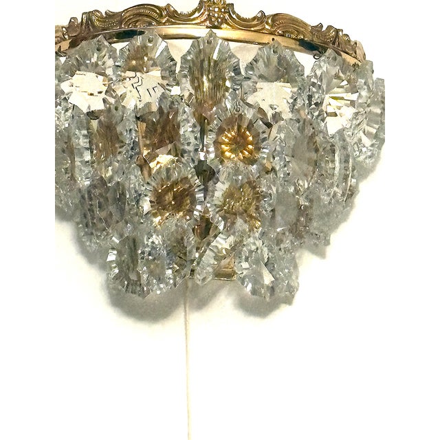 Vintage Brass and Crystal Wall Lamps from Schröder & Co., 1970s, Set of 2 For Sale - Image 4 of 8