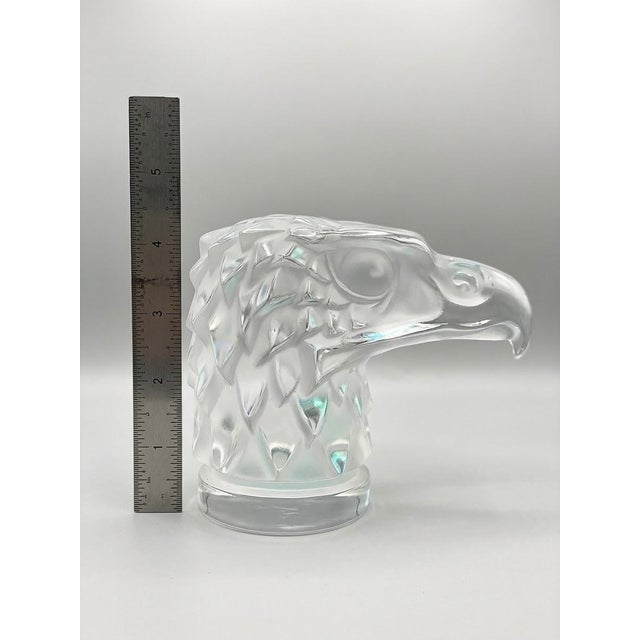 Lalique Mid‑Century Lalique France Crystal Eagle Head Sculpture — Signed, Diamond‑Engraved For Sale - Image 4 of 5