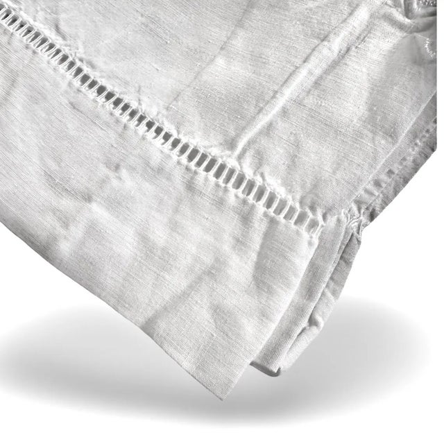 Vintage French Linen Pillowcase: XL Body Pillow Cover with Ladder Hem & Monogram For Sale In Philadelphia - Image 6 of 8