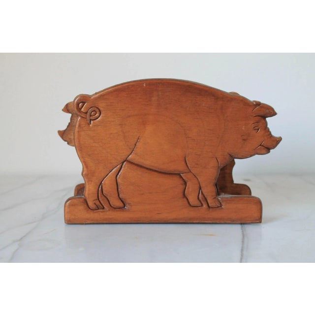 Farmhouse Vintage Wooden Pig Napkin or Letter Holder For Sale - Image 3 of 8