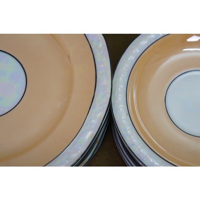 Peach Antique Art Deco Palt Adolf Laufer Bohemian Czech Iridescent Lustreware Tea Set - 21 pcs For Sale - Image 8 of 13