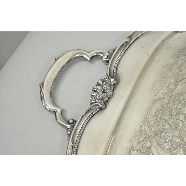 Vintage 1847 Rogers Bros "Remembrance" 9898 Silver Plated Serving Platter Tray For Sale - Image 4 of 16