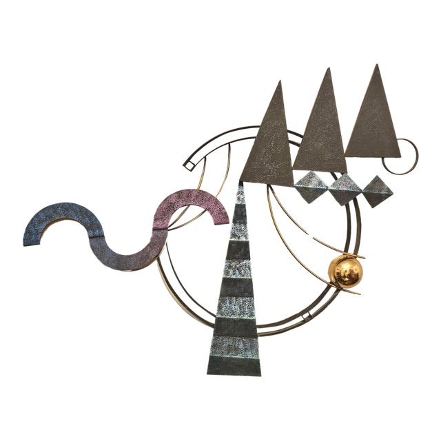Curtis Jeŕe Post Modern Metal Wall Sculpture For Sale