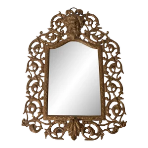 Antique 1890s p.e. Guerin Rococo Brass Wall Mirror