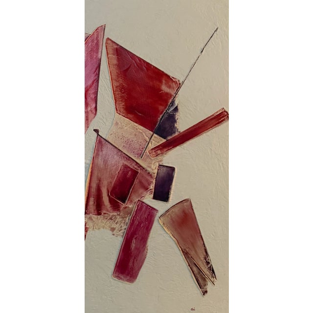 Abstract 1980s Signed by "Jai" Contemporary Abstract Mixed Media Painting, Circa 1980s For Sale - Image 3 of 4